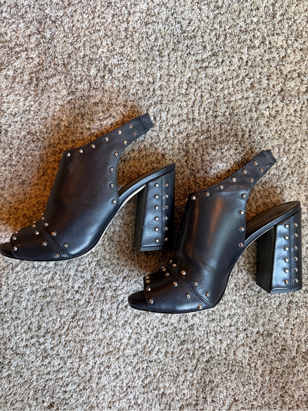 Women’s Michael Kors Studded Open-Toe Sling-back Shoes with Block Heel Size 7